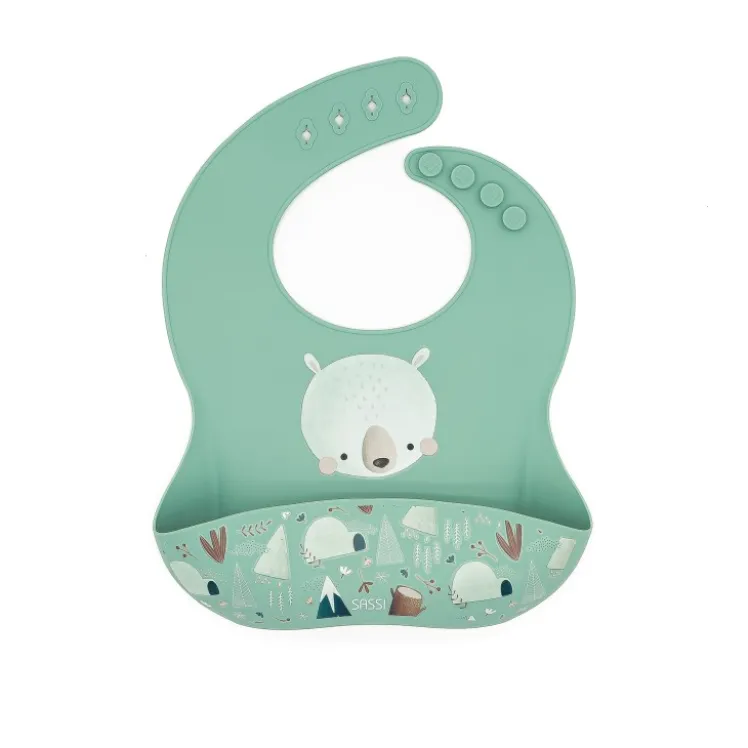 Bavaglino con tasca in silicone - Orso Munchy