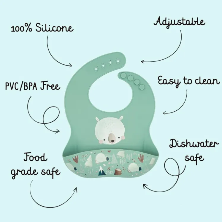 Bavaglino con tasca in silicone - Orso Munchy