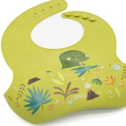 Bavaglino con tasca in silicone - Dinosauro Cracky