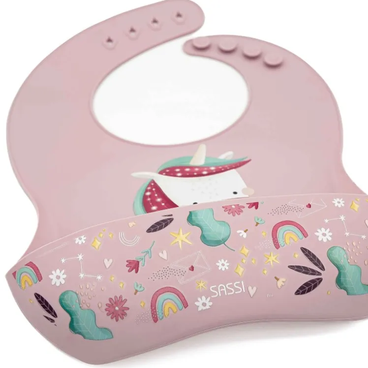 Bavaglino con tasca in silicone - Unicorno Sparkly