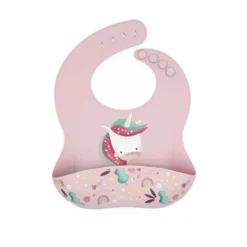 Bavaglino con tasca in silicone - Unicorno Sparkly