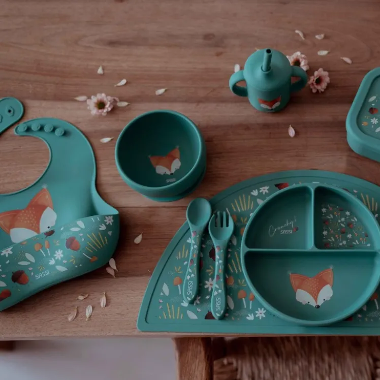 Bavaglino con tasca in silicone - Volpe Crunchy