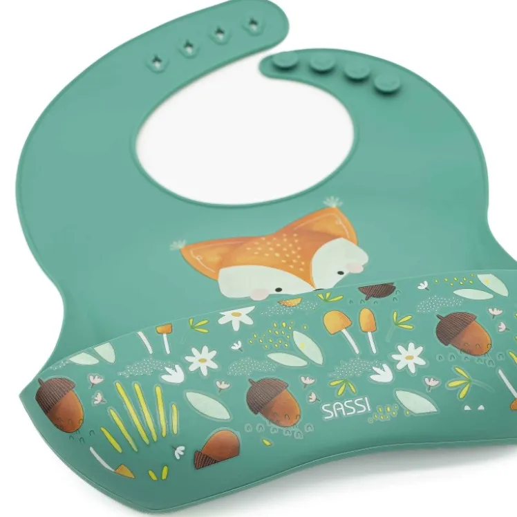 Bavaglino con tasca in silicone - Volpe Crunchy