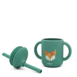 Bicchiere con cannuccia in silicone - Volpe Crunchy