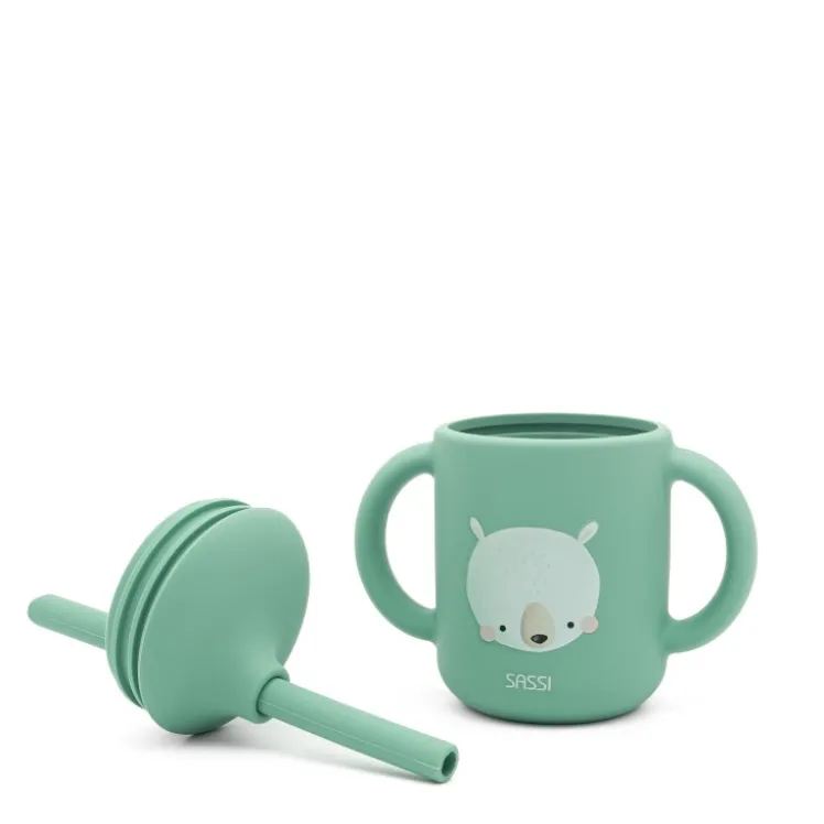 Bicchiere con cannuccia in silicone - Orso Munchy