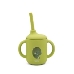Bicchiere con cannuccia in silicone - Dinosauro Cracky