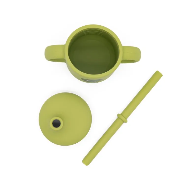 Bicchiere con cannuccia in silicone - Dinosauro Cracky