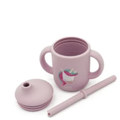 Bicchiere con cannuccia in silicone - Unicorno Sparkly