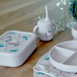 Bicchiere con cannuccia in silicone - Unicorno Sparkly