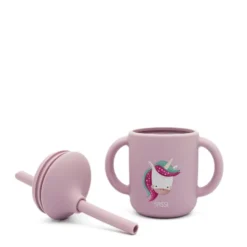 Bicchiere con cannuccia in silicone - Unicorno Sparkly