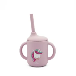 Bicchiere con cannuccia in silicone - Unicorno Sparkly