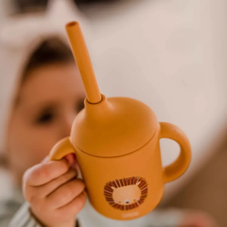 Bicchiere con cannuccia in silicone - Leone Chompy