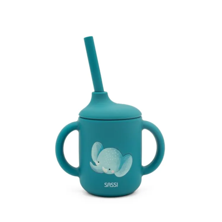 Bicchiere con cannuccia in silicone - Elefante Chewy