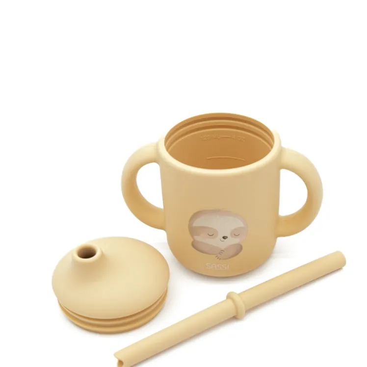 Bicchiere con cannuccia in silicone - Bradipo Gnawy