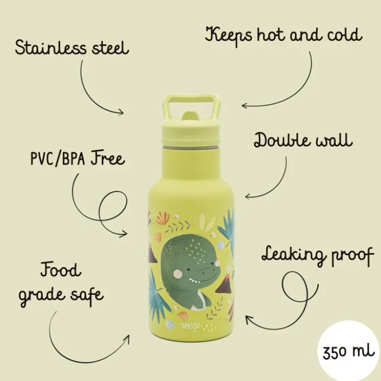 Borraccia termica in acciaio inox da 350 ml - Dinosauro Cracky