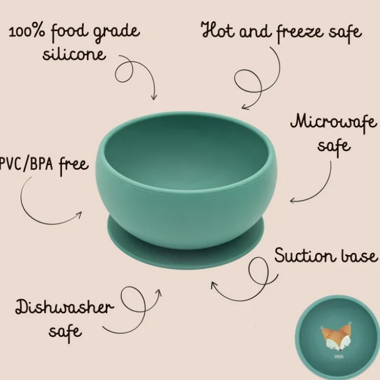 Ciotola con ventosa in silicone - Volpe Crunchy