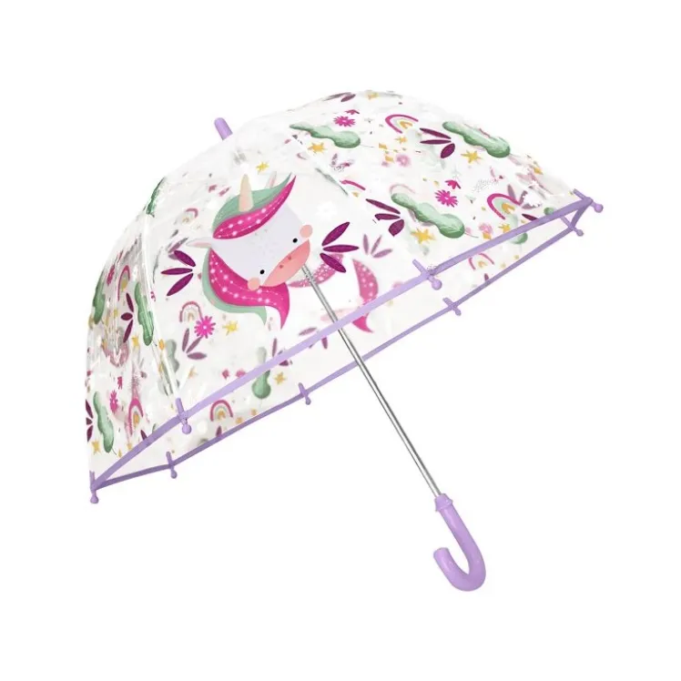 Ombrello trasparente per bambini - Unicorno Sparkly