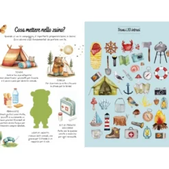 Sticker e attività. Il campeggio